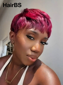 Special Offer Machine Made burgundy Straight Pixie 100% Human Hair