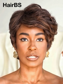 Glueless Wig brown Machine Made pixie cut Ready to Wear 100% Human Hair