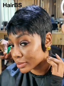 Glueless Wig  Machine Made pixie cut Straight Natural Black 100% Human Hair