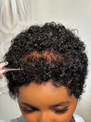 Full lace & lace front & machine made Wig Natural Black pixie afro curl 100% Human Hair