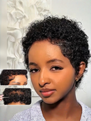 Full lace & lace front & machine made Wig Natural Black pixie afro curl 100% Human Hair
