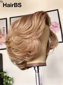 13x4 Lace Front Wig honey bob Wavy color Wig 100% Human Hair