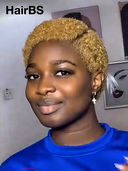 Special Offer lace front & Glueless Wig honey 27# afro curly pixie cut wig 100% Human Hair
