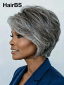 13x4 lace front Mixed Color Highlights Light Grey pixie cut Straight 100% Human Hair