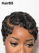 Special Offer 13x4 lace front Wig & machine made pixie cut finger wave Natural Black 100% Human Hair