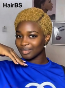 Special Offer lace front & Glueless Wig honey 27# afro curly pixie cut wig 100% Human Hair
