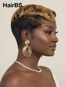 Glueless Wig Honey Highlights Machine Made pixie cut Ready to Wear 100% Human Hair