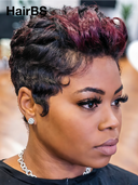 13x4 lace front burgundy Highlights pixie cut 100% Human Hair