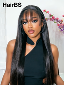 Pre-Cut Lace HD lace 13x4 Lace Front Wig Glueless Natural Black Long Straight Wig 100% Human Hair