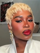 Glueless Wig blonde Machine Made Straight pixie cut 100% Human Hair