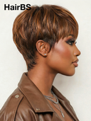 Glueless Wig Mixed brown Straight Machine Made Ready to Wear 100% Human Hair