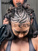 13x4 Lace front Natural Black bob Pre-styled Updo With Braided Wig 100% Human Hair
