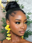 13x4 Lace Front Wig Natural Black straight 22 inch Pre-styled Updo 100% Human Hair