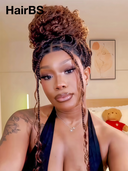 Full Lace Wig brown Pre-styled Updo curly Wave With Braided Wig 26 inch 100% Human Hair