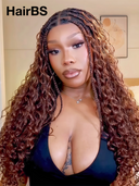 Full Lace Wig brown Pre-styled Updo curly Wave With Braided Wig 26 inch 100% Human Hair