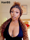 Full Lace Wig brown Pre-styled Updo curly Wave With Braided Wig 26 inch 100% Human Hair