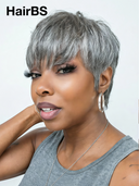 Special Offer Glueless Wig salt and pepper Machine Made pixie cut wig 100% Human Hair