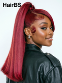 13x4 Lace Front Wig 2 color burgundy or black Pre-styled Updo straight 100% Human Hair