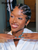 Special Offer Easy to wear pixie Wig Natural Black water wave 100% Human Hair
