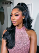 HD Lace 13x4 Lace Front Wig Natural Black Body wave 24 inch Pre-styled Updo 100% Human Hair