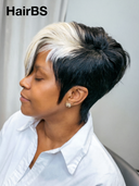 Glueless Wig Machine Made pixie straigh short white highlight with bangs 100% Human Hair
