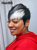 Glueless Wig white highlight Machine Made pixie straigh short wig 100% Human Hair