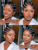 Special Offer Easy to wear pixie Wig Natural Black water wave 100% Human Hair