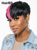Glueless Wig pink highlight Machine Made pixie cut wig Easy to wear 100% Human Hair