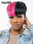 Glueless Wig pink highlight Machine Made pixie cut wig Easy to wear 100% Human Hair