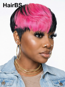 Glueless Wig pink highlight Machine Made pixie cut wig Easy to wear 100% Human Hair