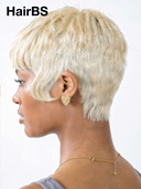 Machine Made pixie straight blonde with bangs 100% Human Hair