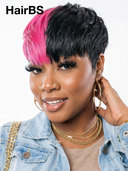 Glueless Wig pink highlight Machine Made pixie cut wig Easy to wear 100% Human Hair