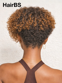 Glueless Wig curly wave pixie honey side part Machine Made 100% Human Hair