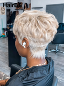Machine Made Grey Straight Pixie Short Cut Wig 100% Human Hair