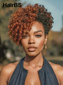 Ready to wear brown afro curly wave Partial Topper (Not A Wig)