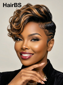 Machine made Brown highlight wavy Partial Topper Unit( NOT A WIG)