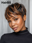 Ready to wear brown highlight straight Partial Topper (Not A Wig)