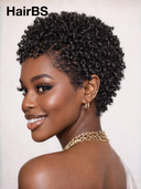 Glueless Wig afro curly pixie Machine Made 100% Human Hair