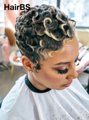 Machine Made blonde highlight finger wave Glueless Wig pixie 100% Human Hair