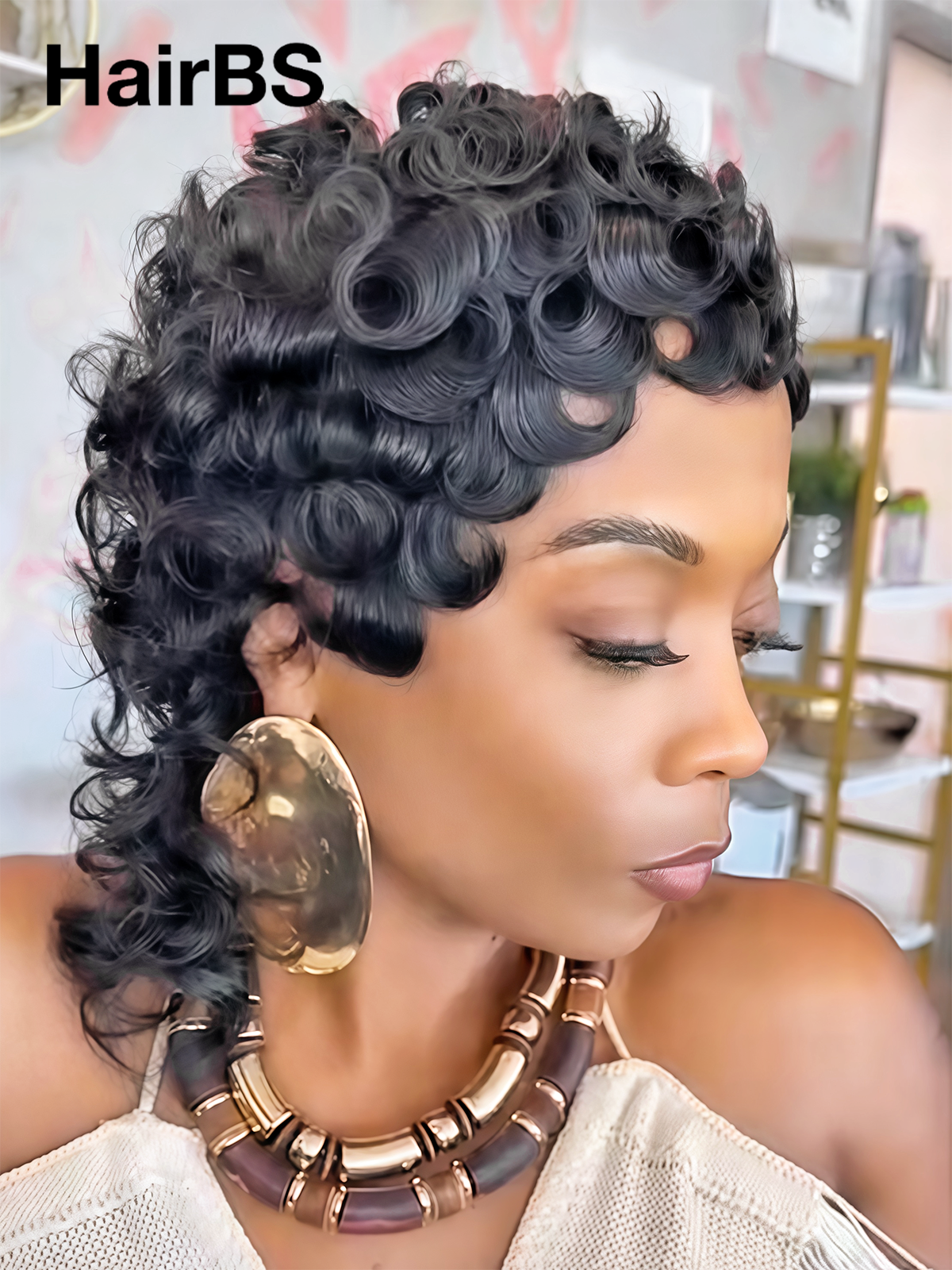 Codes For Black Finger Waves Easy to wear pixie Wig black finger wave mullet 100% Human Hair – HairBS