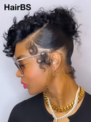 Pre-styled Updo 13x4 Lace Front pixie Natural Black 100% Human Hair