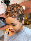 Special Offer Machine Made brown highlight finger wave Pixie Short Cut Wig 100% Human Hair