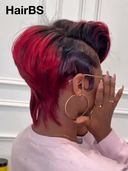 13x4 lace front Wig pixie burgundy highlight straight Side Part 100% Human Hair