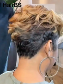 13x4 lace front Wig pixie honey highlight wavy Side Part 100% Human Hair