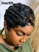 Machine Made finger wave Pixie highlight 100% Human Hair