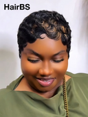 Machine Made finger wave Pixie highlight 100% Human Hair