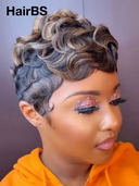 Machine Made finger wave ready to Go pixie 100% Human Hair