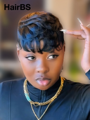 Machine made black wavy Topper Unit( NOT A WIG)
