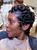13x4 lace front Wig pixie finger wave black Side Part 100% Human Hair