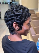13x4 lace front Wig pixie finger wave black Side Part 100% Human Hair